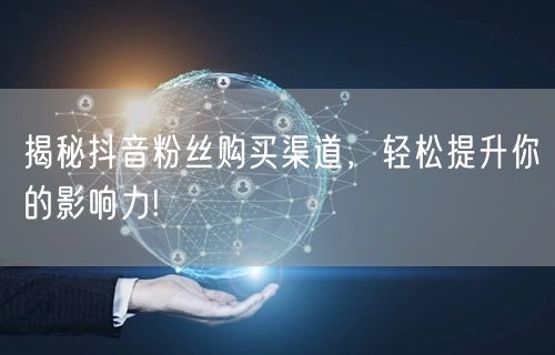 揭秘抖音粉丝购买渠道，轻松提升你的影响力!