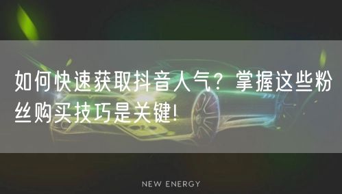 如何快速获取抖音人气？掌握这些粉丝购买技巧是关键!