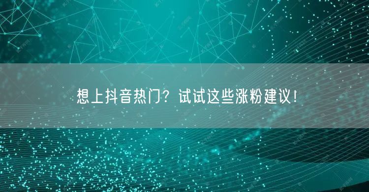 想上抖音热门？试试这些涨粉建议！