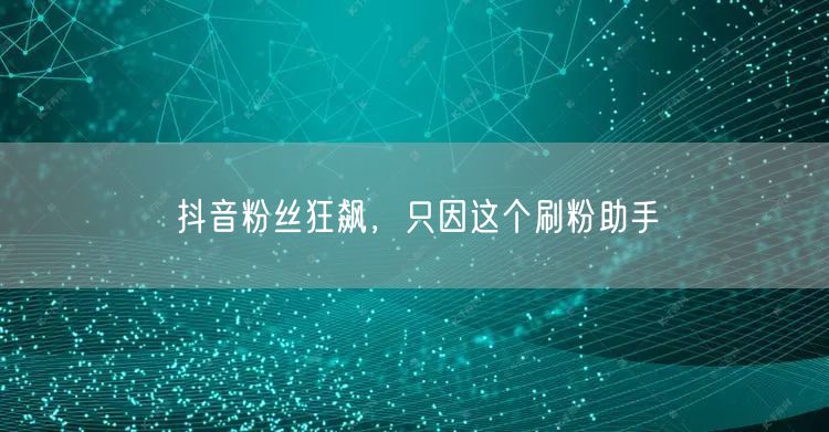 抖音粉丝狂飙，只因这个刷粉助手
