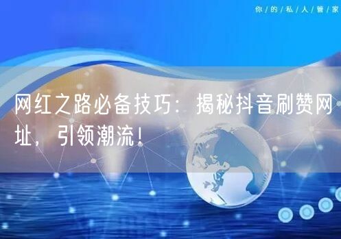 网红之路必备技巧：揭秘抖音刷赞网址，引领潮流！