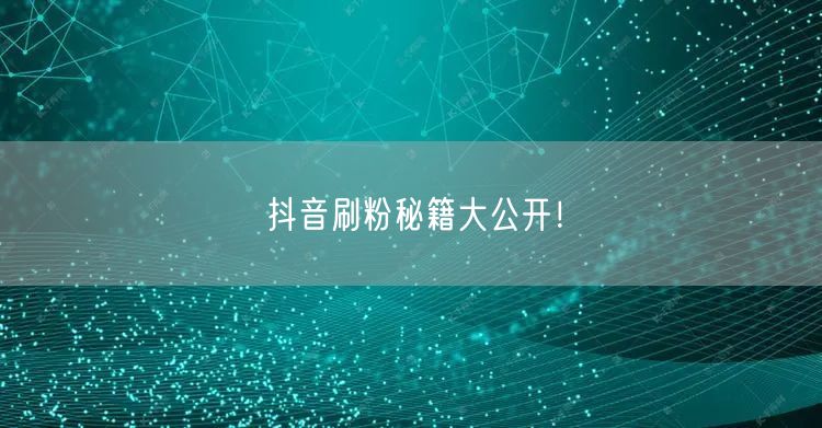 抖音刷粉秘籍大公开！