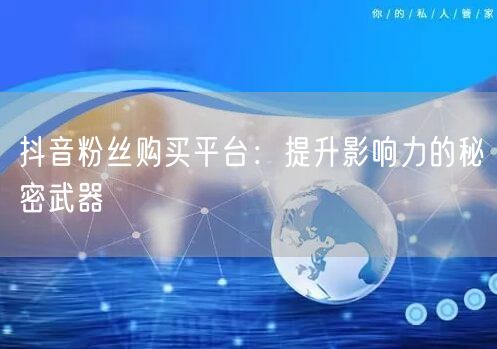 抖音粉丝购买平台:提升影响力的秘密武器