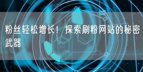 粉丝轻松增长!探索刷粉网站的秘密武器