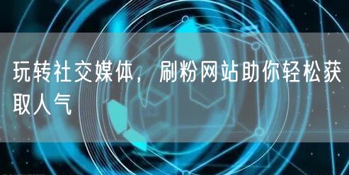 玩转社交媒体,刷粉网站助你轻松获取人气