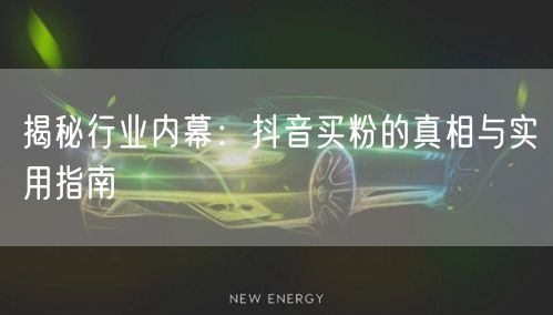 揭秘行业内幕:抖音买粉的真相与实用指南