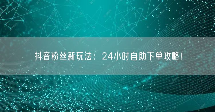 抖音粉丝新玩法：24小时自助下单攻略！