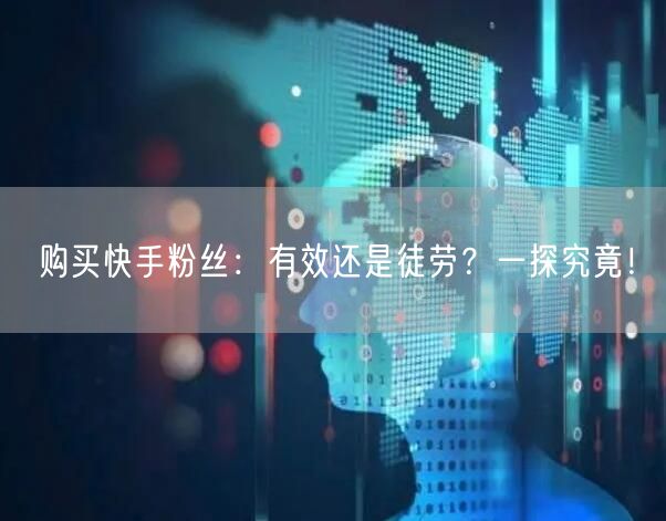 购买快手粉丝:有效还是徒劳?一探究竟!