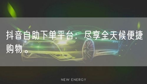 抖音自助下单平台:尽享全天候便捷购物。