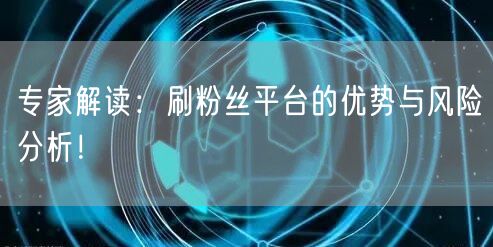 专家解读:刷粉丝平台的优势与风险分析!