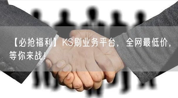 【必抢福利】KS刷业务平台，全网最低价，等你来战！