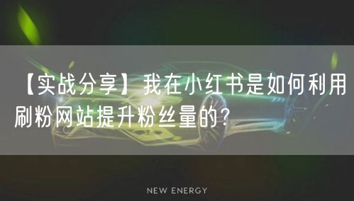 【实战分享】我在小红书是如何利用刷粉网站提升粉丝量的？