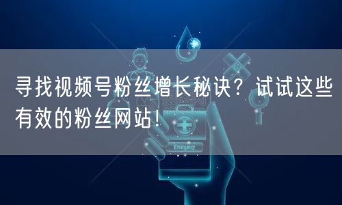寻找视频号粉丝增长秘诀?试试这些有效的粉丝网站!