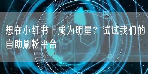 想在小红书上成为明星？试试我们的自助刷粉平台