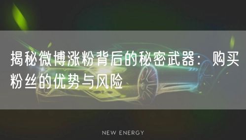 揭秘微博涨粉背后的秘密武器：购买粉丝的优势与风险