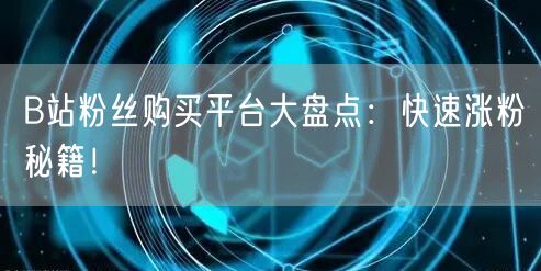 B站粉丝购买平台大盘点:快速涨粉秘籍!