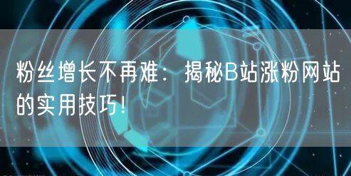 粉丝增长不再难：揭秘B站涨粉网站的实用技巧！