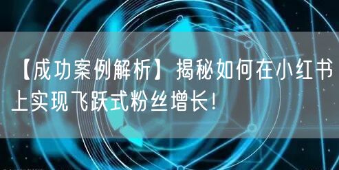 【成功案例解析】揭秘如何在小红书上实现飞跃式粉丝增长!