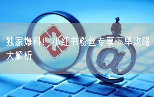 独家爆料！小红书粉丝专享下单攻略大解析