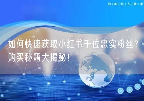如何快速获取小红书千位忠实粉丝？购买秘籍大揭秘！
