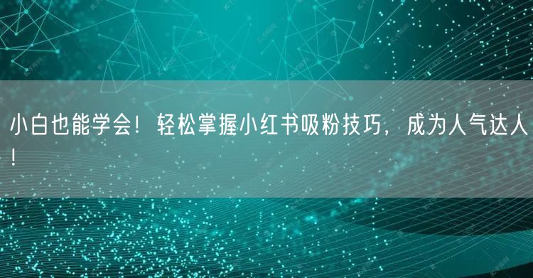 小白也能学会！轻松掌握小红书吸粉技巧，成为人气达人！