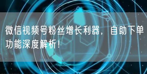 微信视频号粉丝增长利器，自助下单功能深度解析！