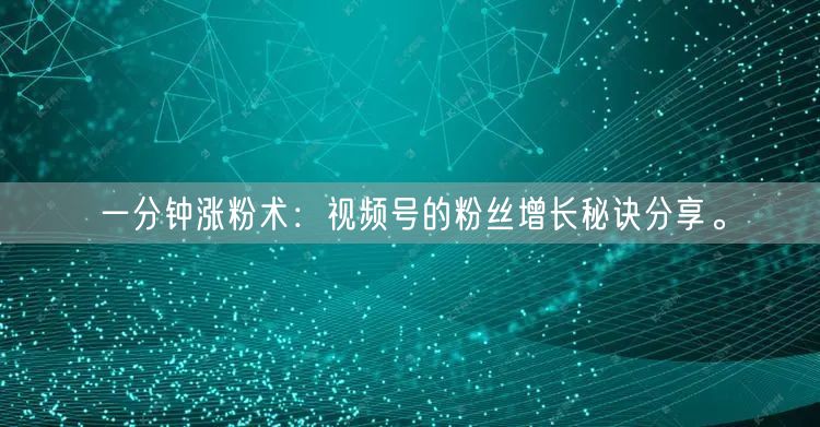 一分钟涨粉术：视频号的粉丝增长秘诀分享。