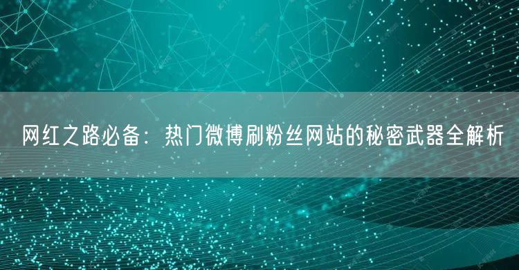 网红之路必备：热门微博刷粉丝网站的秘密武器全解析