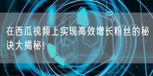 在西瓜视频上实现高效增长粉丝的秘诀大揭秘！