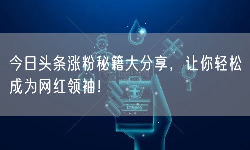 今日头条涨粉秘籍大分享，让你轻松成为网红领袖！