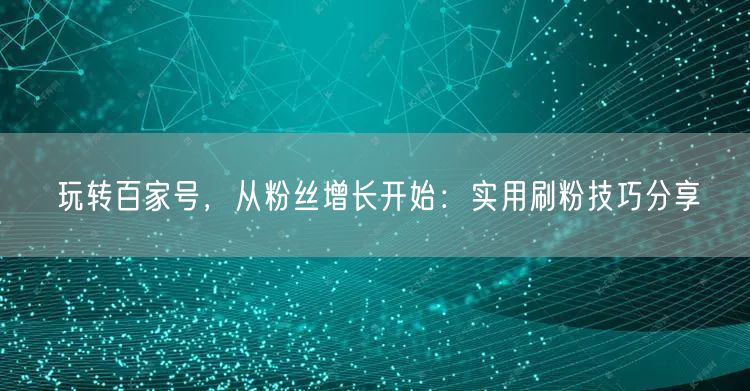 玩转百家号，从粉丝增长开始：实用刷粉技巧分享