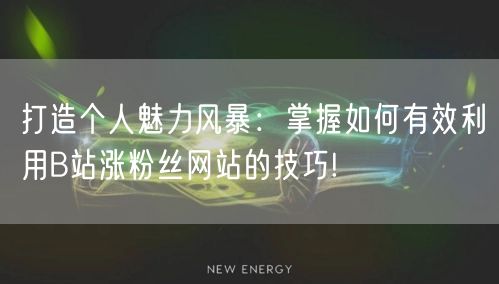 打造个人魅力风暴：掌握如何有效利用B站涨粉丝网站的技巧!