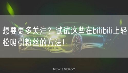 想要更多关注？试试这些在bilibili上轻松吸引粉丝的方法！