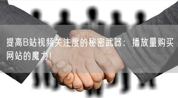 提高B站视频关注度的秘密武器：播放量购买网站的魔力！