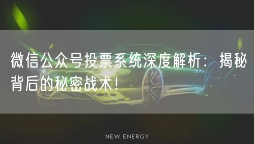 微信公众号投票系统深度解析：揭秘背后的秘密战术！