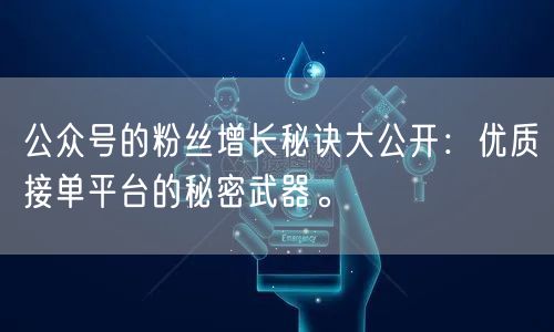 公众号的粉丝增长秘诀大公开：优质接单平台的秘密武器。