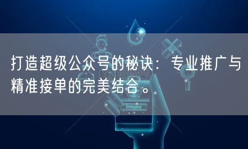 打造超级公众号的秘诀：专业推广与精准接单的完美结合。