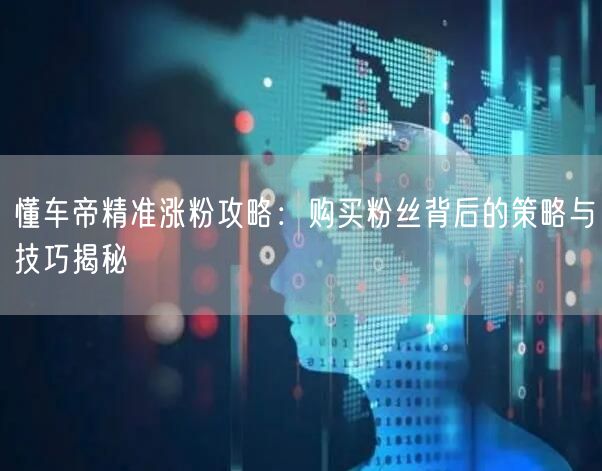 懂车帝精准涨粉攻略：购买粉丝背后的策略与技巧揭秘