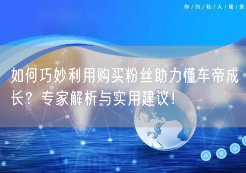 如何巧妙利用购买粉丝助力懂车帝成长？专家解析与实用建议！