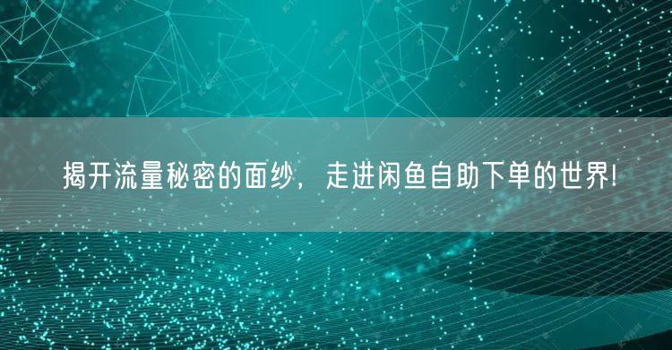 揭开流量秘密的面纱，走进闲鱼自助下单的世界!