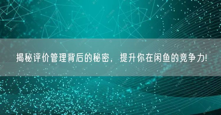 揭秘评价管理背后的秘密，提升你在闲鱼的竞争力!