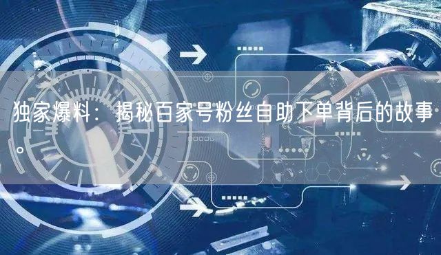 独家爆料：揭秘百家号粉丝自助下单背后的故事。