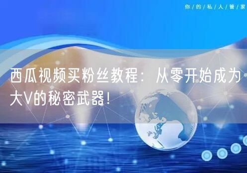 西瓜视频买粉丝教程：从零开始成为大V的秘密武器！