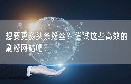 想要更多头条粉丝？尝试这些高效的刷粉网站吧！