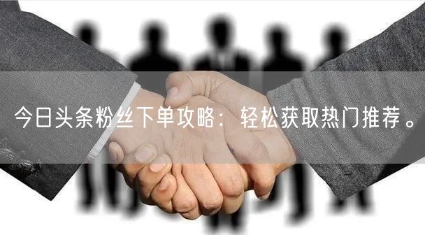 今日头条粉丝下单攻略：轻松获取热门推荐。