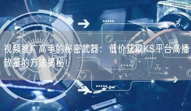 视频推广高手的秘密武器：低价获取KS平台高播放量的方法揭秘！