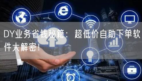 DY业务省钱秘籍：超低价自助下单软件大解密！
