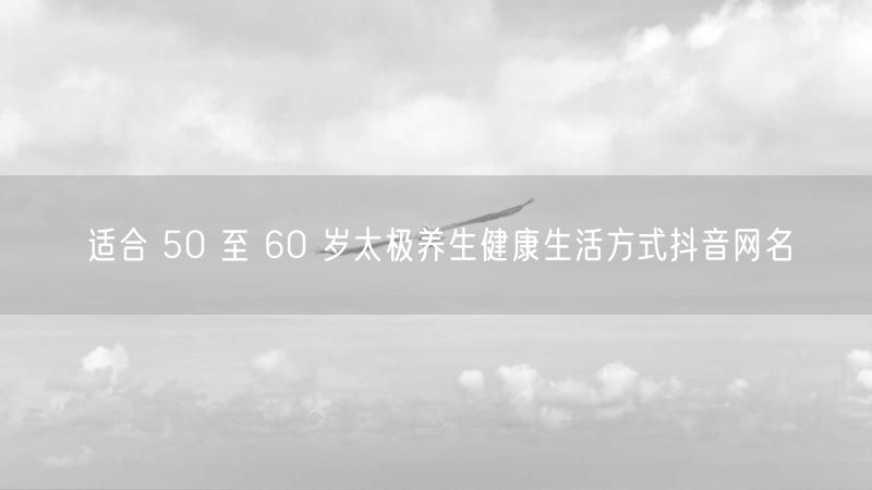 适合 50 至 60 岁太极养生健康生活方式抖音网名