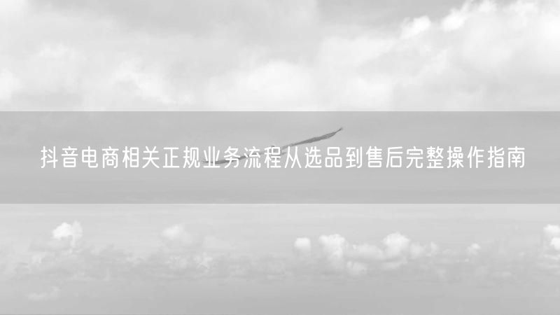 抖音电商相关正规业务流程从选品到售后完整操作指南